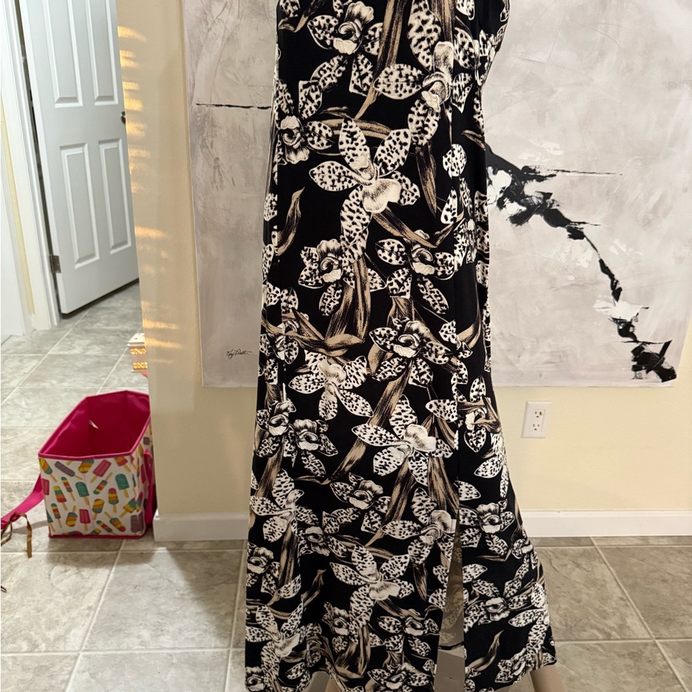Chico's Black and White One Shoulder Dress